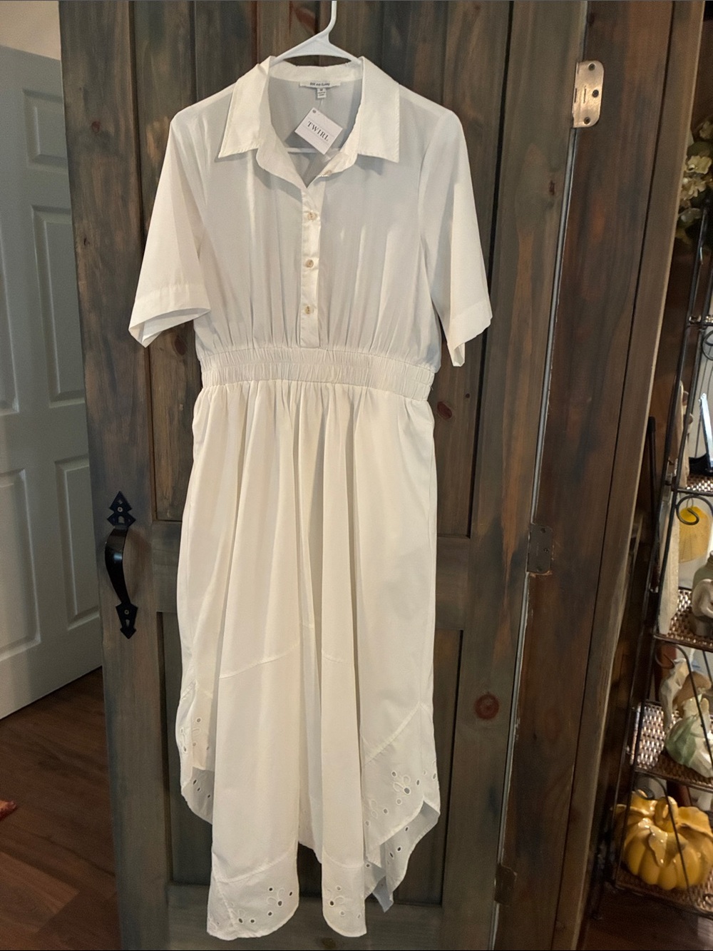Zoe and Claire Twirl Whir Eyelet High Low Dress
